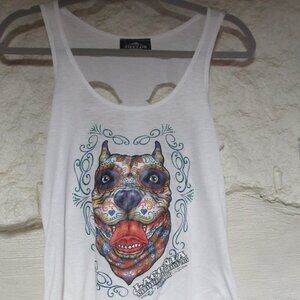 Laconia Day of the Dead Sugar Skull Pitbull Tank Top Size M